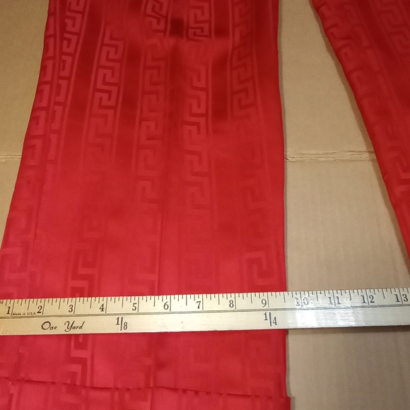 Satin Greek Key Pattern Filly Lined Metallic Red Men's Pants Size 36R - Picture 10 of 11